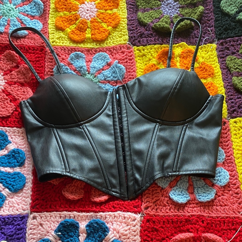 Windsor Black Faux Leather Crop Top